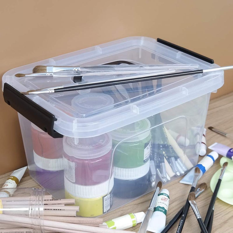 Wekioger 6 Quart Versatile Storage Bins with Handle and Secure Latching Buckles, 6 Packs Plastic Lidded Organizing Container Box, Clear - Image 3